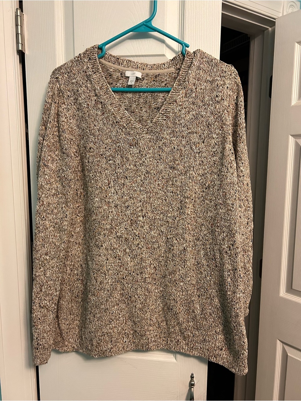 J. Jill Marled V-Neck Sweater in Beige and Cream Blend